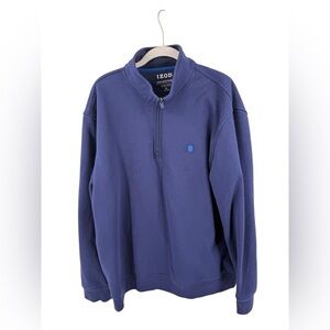 IZOD Advantage Performance Stretch Men Long Sleeve 1/4 Zip Pullover Blue Size XL